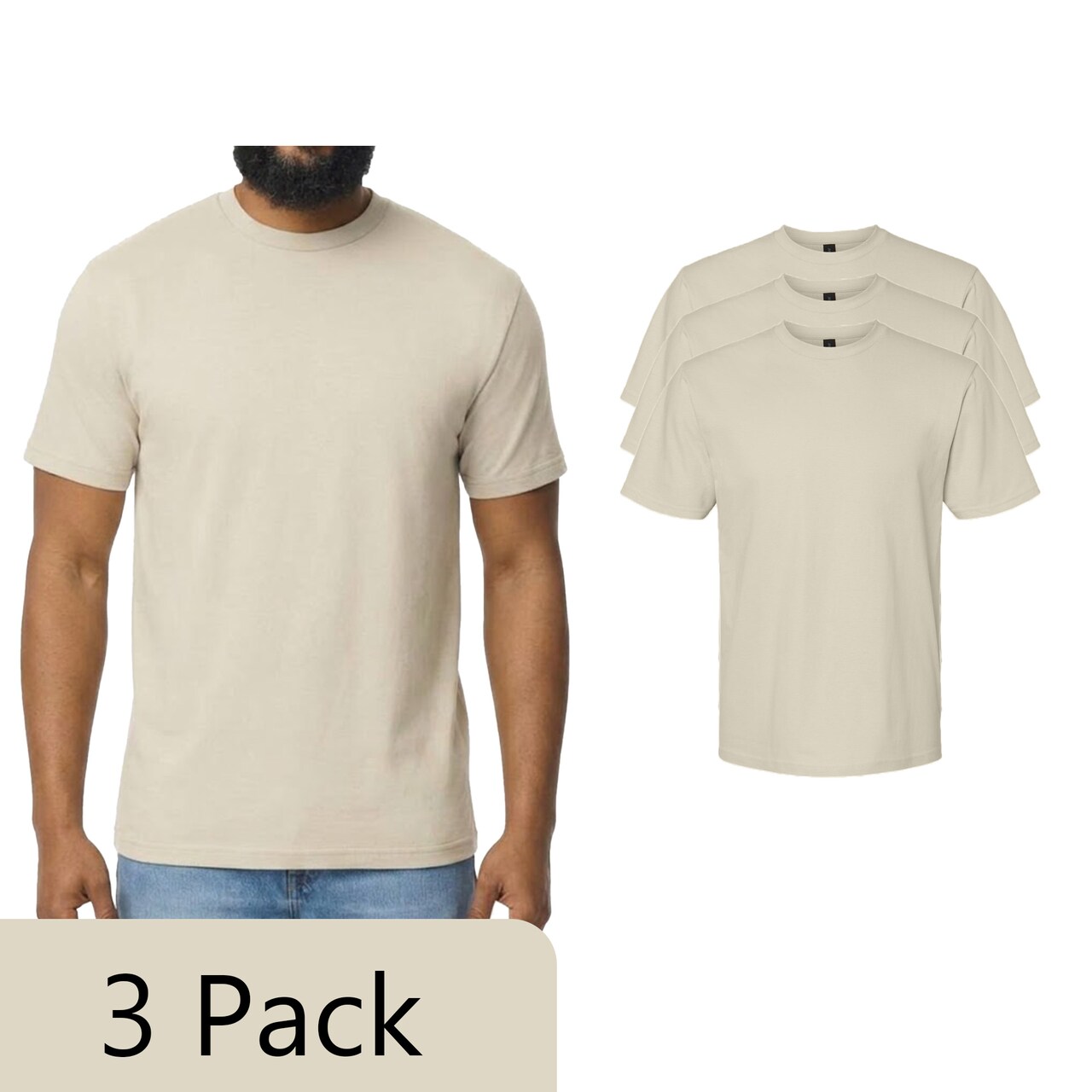 Gildan Unisex Softstyle Midweight T-Shirt, Sand Short Sleeve Crewneck Tee Set for Heat Transfer